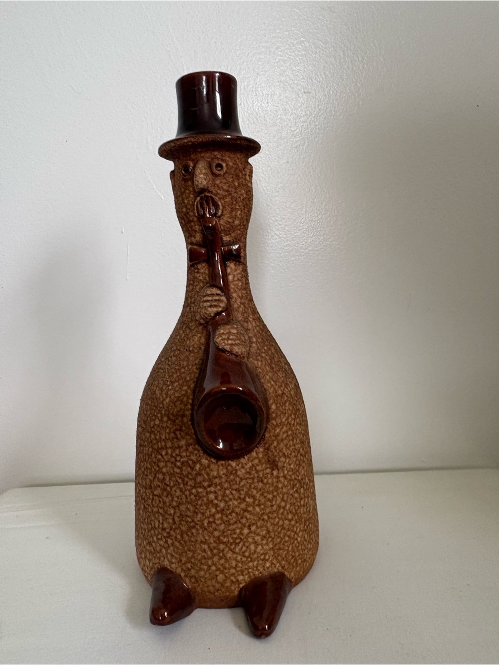 Vintage Royal Haeger Pottery Banjo Player Bottle Vase Brown Mid-Century Figurine